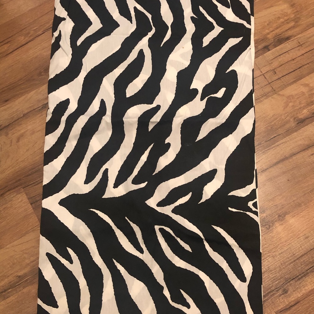 Zebra print shower curtain with hooks